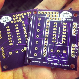 New Neopixel Breakout Boards developed by Darcy Neal and Haley Moore of LadyBrain Studios for the Flaming Lips Universal Death Brains, as a part of their ongoing Installation at the American Visionary Art Museum in Baltimore, MD